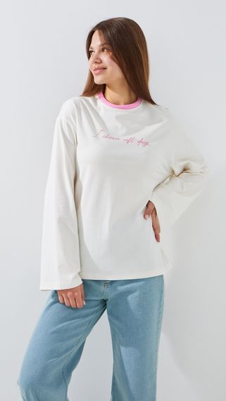 Лонгслів з принтом жіночий LAWA P-WB02408 L Молочно-рожевий shop (2000999554711)