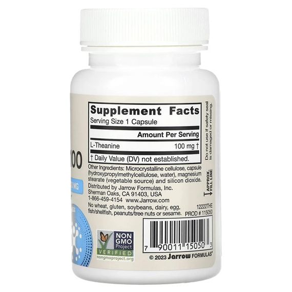 Теанин Jarrow Formulas Theanine 100 mg 60 Veg Caps | Зображення 1