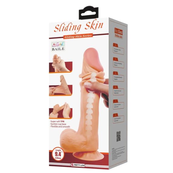 Фалоімітатор на присосці, з хребтом та ефектом ковзної шкіри LyBaile - Flesh Sliding Skin 9,4”, BW-008104NRG Sex Aura | Зображення 9