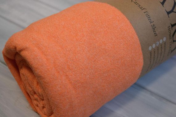 Простирадло 160х200+25 см махрове на резинці Оранжеве | Зображення 1