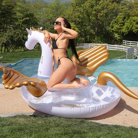 Пляжний надувний круг для плавання Єдиноріг, з блискітками всередині з якісного вінілу