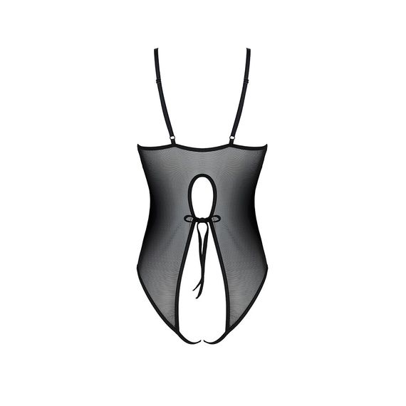 Боді з ажурним декором та відкритим кроком Passion URSULA BODY L/XL, black | Зображення 3
