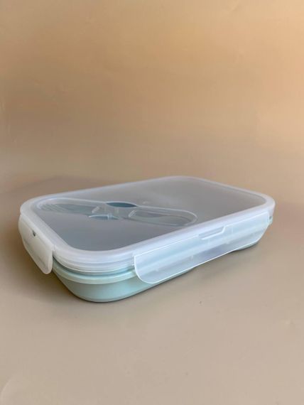 Ланч бокс дитячий силіконовий складний Зелений | Зображення 1