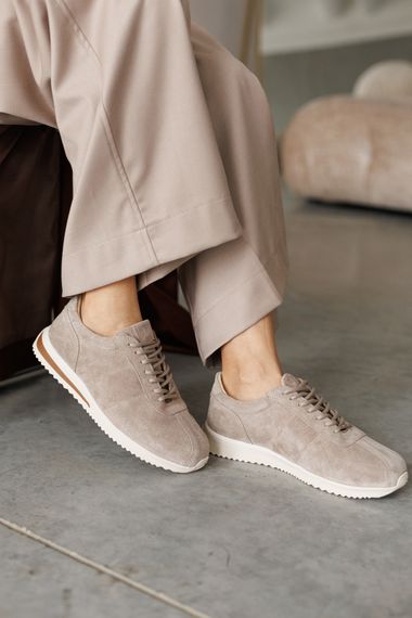 Кросівки жіночі замшеві 591461 Темно-бежеві 36 37 38 39 40 41 | Зображення 6