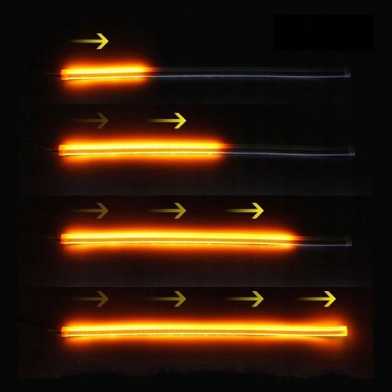 Денні ходові вогні з бігучим поворотом, 2 шт по 30 см / Гнучкі ходові вогні в фару біло-жовті | Зображення 5