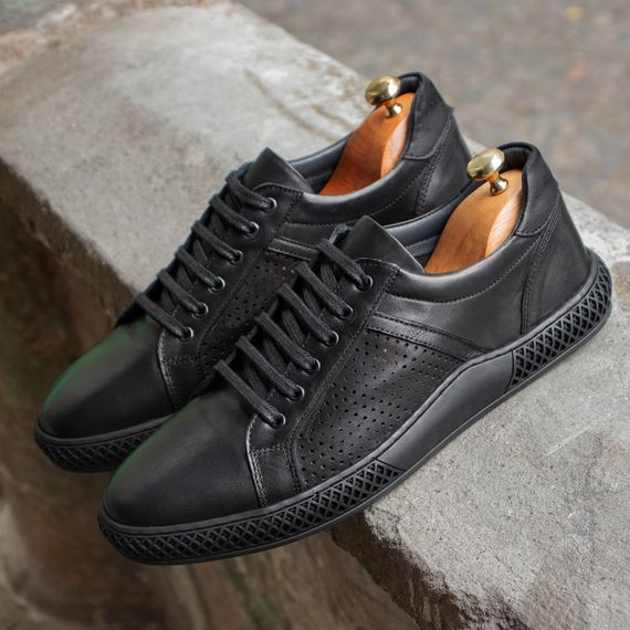 Чорні чоловічі кеди з перфорацією 40 розмір | Зображення 4