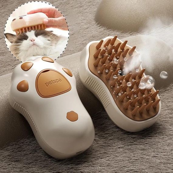 Парова щітка масажер спрей 3 в 1 PET SPRAY MASSAGE BRUSH для вичісування собак і котів з паровим розпилювачем