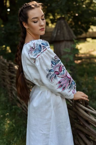 Плаття вишиванка доросле льон довге | Зображення 2