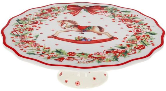Фарфоровая подставка для торта Сhristmas present 25см