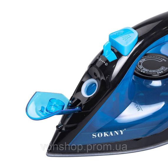 Ручной паровой утюг 1600 Вт с керамическим покрытием для одежды Синий Sokany SK-11005 | Зображення 7
