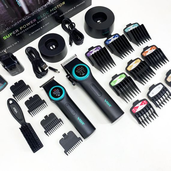 Домашняя машинка аккумуляторная для стрижки волос VGR 2 в 1 V-001 V-977 BLACK, Электромашинка для волос DU-29 | Зображення 6