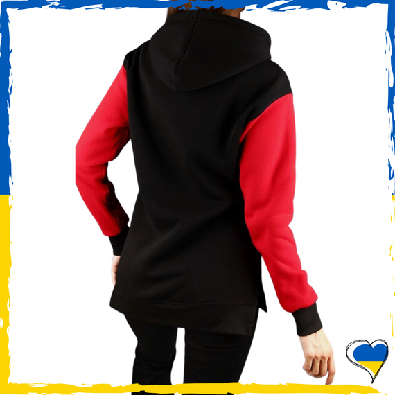 Худі чорне жіноче на флісі. Худі з двунитки. M/L, XL/2XL | Зображення 2