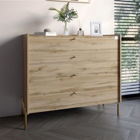 Комод із 4 шухлядами LION Wood із золотими ніжками 100х90х45 см Дуб Аппалачі (LION-042963)