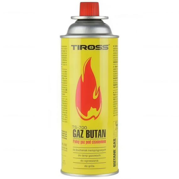 Цанговый газовый баллончик для портативных газовых плит горелок и обогревателей TIROSS Бутан TS-700 392 мл