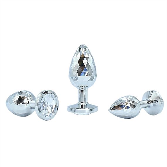 Набір анальних пробок з медичного сплаву з фасетним огранюванням та кристалом | Зображення 2