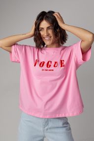 Женская футболка oversize с надписью Vogue - розовый цвет, M (есть размеры)