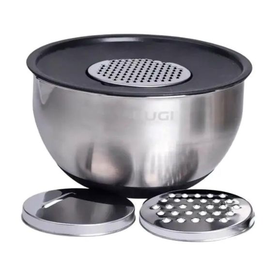 Набір мисок з нержавіючої сталі 5 штук з кришками і терками салатники з нержавійки 5/4/ 2.5/2/1.5 л LG-01/5PCS | Зображення 1