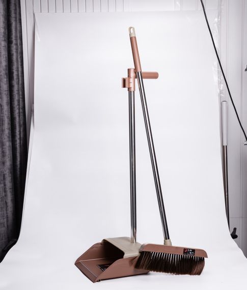Набір віник та совок на довгій ручці для підлоги 27×25×103 (см) щітка віник для прибирання Коричневий HP-35015-11BR | Зображення 5