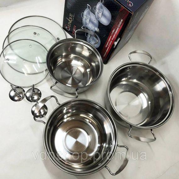 Кастрюли с крышками, Набор кастрюль с жаростойкой крышкой, Сборный набор кастрюль TN-80 | Зображення 1