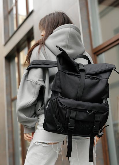 Жіночий рюкзак Sambag RollTop DOUBLE чорний 41 х 27 х 18 см (24330065) | Зображення 9