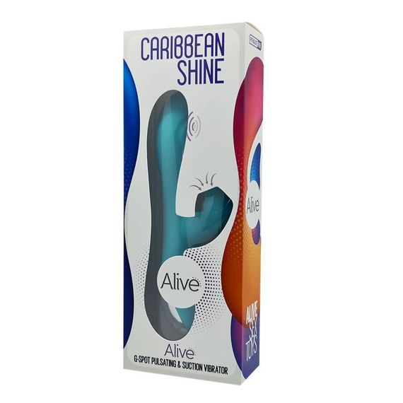 Вібратор-кролик 3 в 1 з вакуумом і пульсівною стимуляцією точки G Alive Caribbean Shine Blue | Зображення 1
