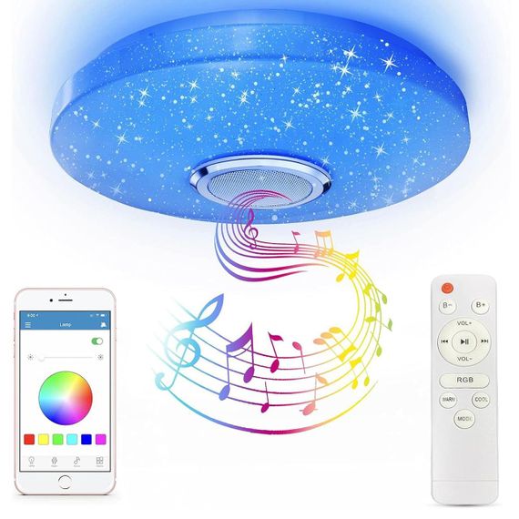 Стельовий RGB світильник (38см) з Bluetooth колонкою та пультом, 60W / Світлодіодна люстра