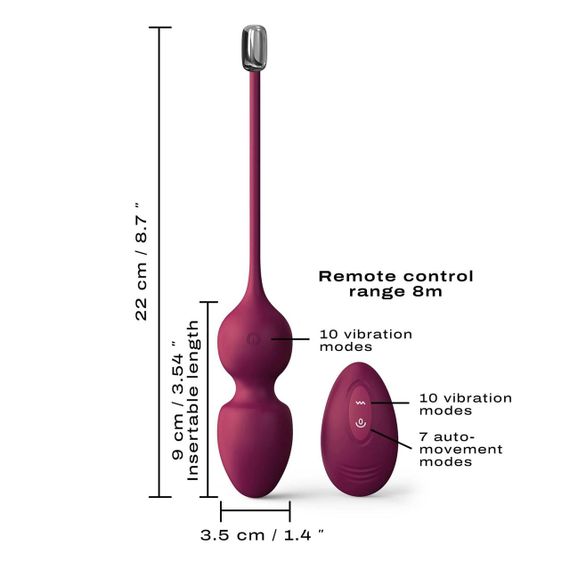 Вагінальні кульки Dorcel LOVE BALLS PLUM, вібрації та рухи внутрішньої кульки, пульт ДК | Зображення 5