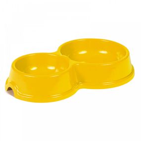 Миска подвійна №2 0,25/0,45 л для котів жовта