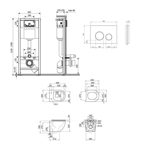 Готове рішення Qtap для ванної кімнати: підвісний унітаз Robin Ultra Quiet 490x365x325 + комплект інсталяції Nest 4 в 1 (кругла | Зображення 1