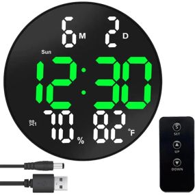 Электронные часы настенные 26см от USB, DS-3813L / Цифровые часы на стену / Настольный LED