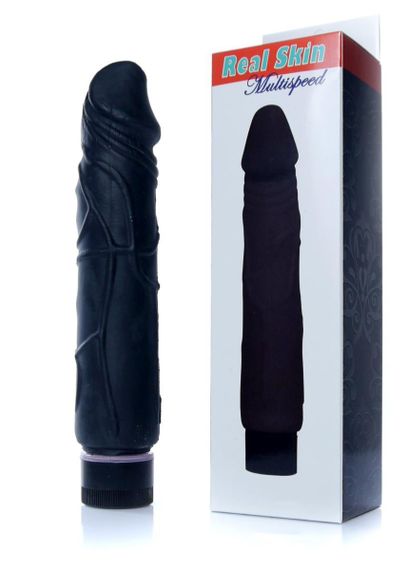 Вібратор - Real Skin Multispeed Black, 22 см sexstyle