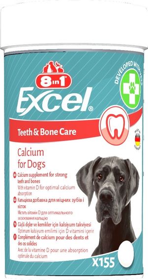 Вітаміни для кісток та зубів у собак 8in1 Excel Calcium, 155 табл