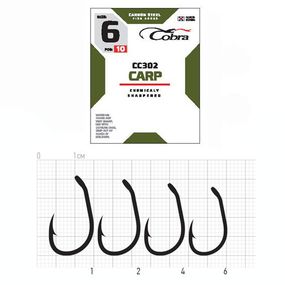 Крючки рыболовные Cobra Кобра CARP сер. CC302 разм.001 8шт.