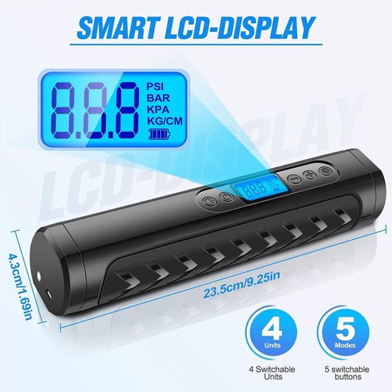 Насос автомобільний, повітряний Nwouiay — 12 В електричний цифровий компресор | Зображення 3