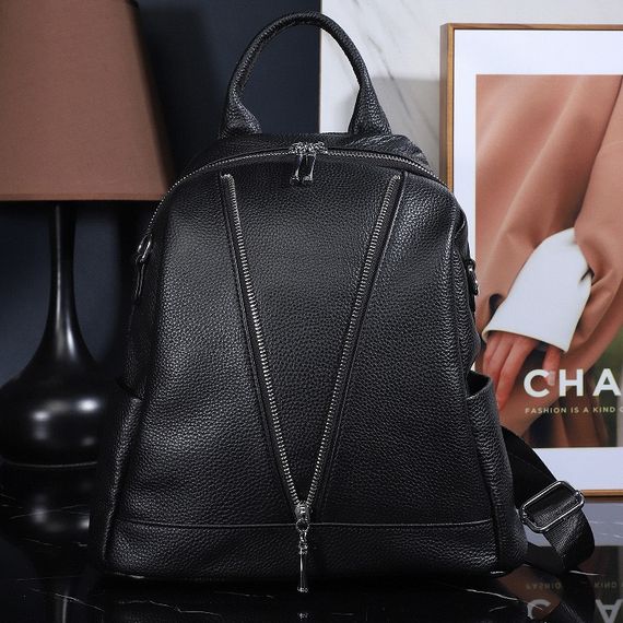 Рюкзак жіночий чорний шкіряний з ременем 35538 | Зображення 1