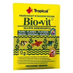 Корм Tropical Bio-Vit для травоїдних акваріумних риб пластівці 12 г