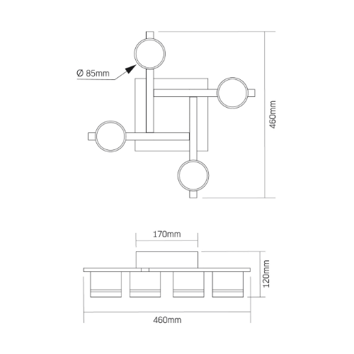 Світильник VIDEX під лампу 4xGX53 накладний Чорний (VL-SPF31-4B) | Зображення 1