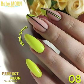 Гель-лак BABY MOON Perfect Neon №08 лимонний, 6 мл