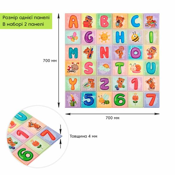 Набор панелей стеновых 3D 700х1400х4мм Алфавит (2шт) SW-00002352 | Зображення 4
