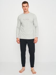 Костюм домашній чоловічий лонгслів та штани чорного кольору, 2XL