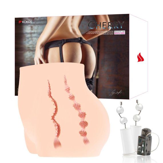 Мастурбатор-полуторс Kokos Cherry 2WayPlus с вибрацией и массажем, два входа: вагина и попка sexstyle | Зображення 8