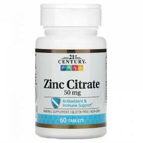 Микроэлемент Цинк 21st Century Zinc Citrate 50 mg 60 Tabs