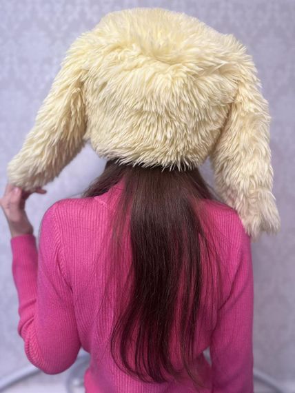 Пухнаста шапка з вушками кролика Жовтий One Size 54-57р (1278) | Зображення 2