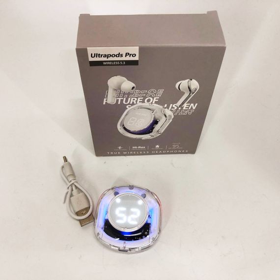 Бездротові навушники TWS T8 PRO з прозорим кейсом Вакуумний LED дисплей Bluetooth 5.3. UH-814 Колір: білий | Зображення 3