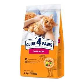 Сухий корм Club 4 Paws Premium With Veal для дорослих котів, з телятиною 2 кг