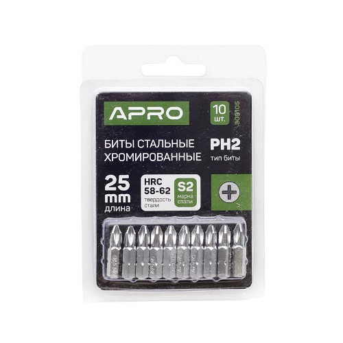 Біта PH2*25мм 10 шт/уп S2 Chrome APRO