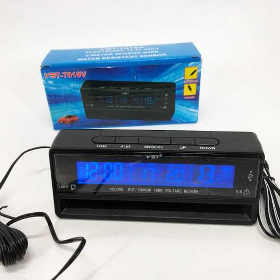 Автомобільний годинник з термометром та вольтметром VST-7010V | Зображення 1