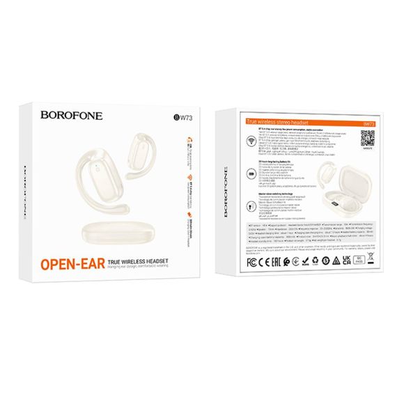 Беспроводные наушники BOROFONE BW73 Lucky Open True Wireless BT headset Milky White | Зображення 5