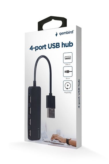 Хаб на 4 порти USB 2.0 UHB-U2P4-06, пластик, чорний | Зображення 2