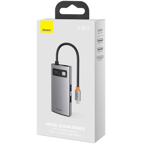 Перехідник HUB Baseus Metal Gleam Series 4-in-1 Type-C (CAHUB-CY) Gray | Зображення 3